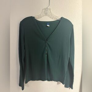 Old Navy Deep Green Long Sleeve V-Neck Top